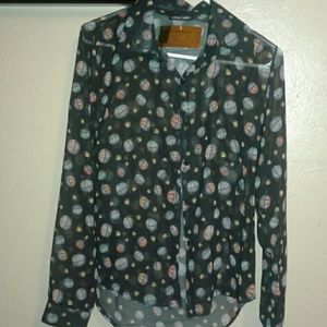 Cute Long sleeve High Low Shirt Hot Air Balloons